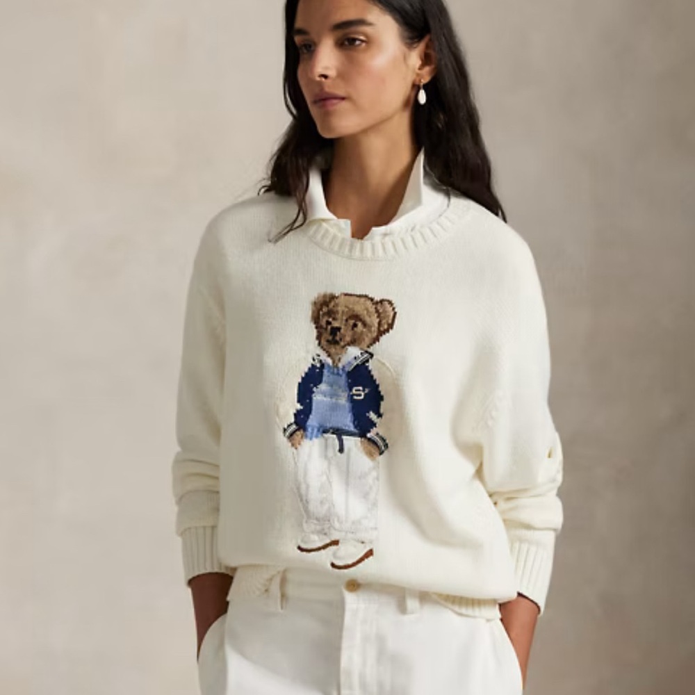 NWT Polo Ralph Lauren Spelman College Crewneck Bear Sweater XS - Picture 2 of 6